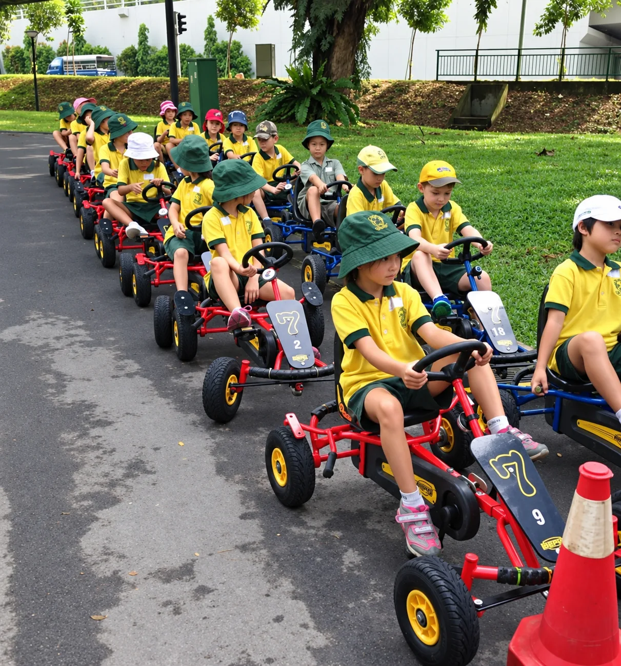 Children enjoying pedal go-karts at a City Adventures event in Singapore