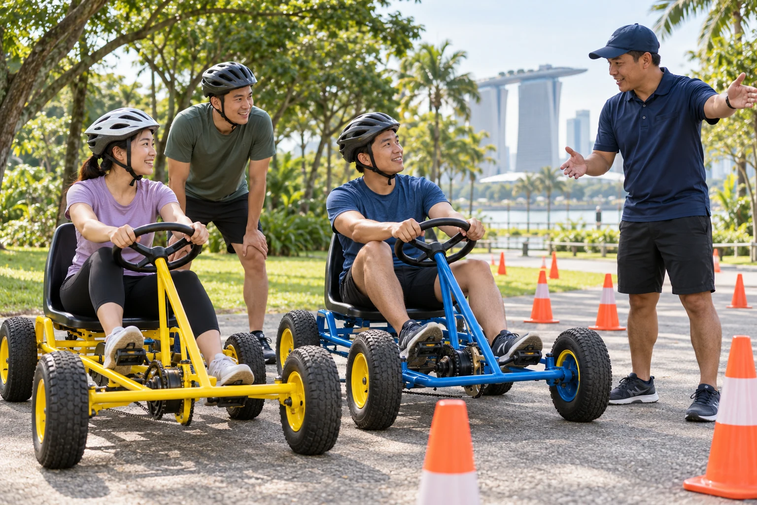 Illustration of a facilitated pedal go-kart team programme